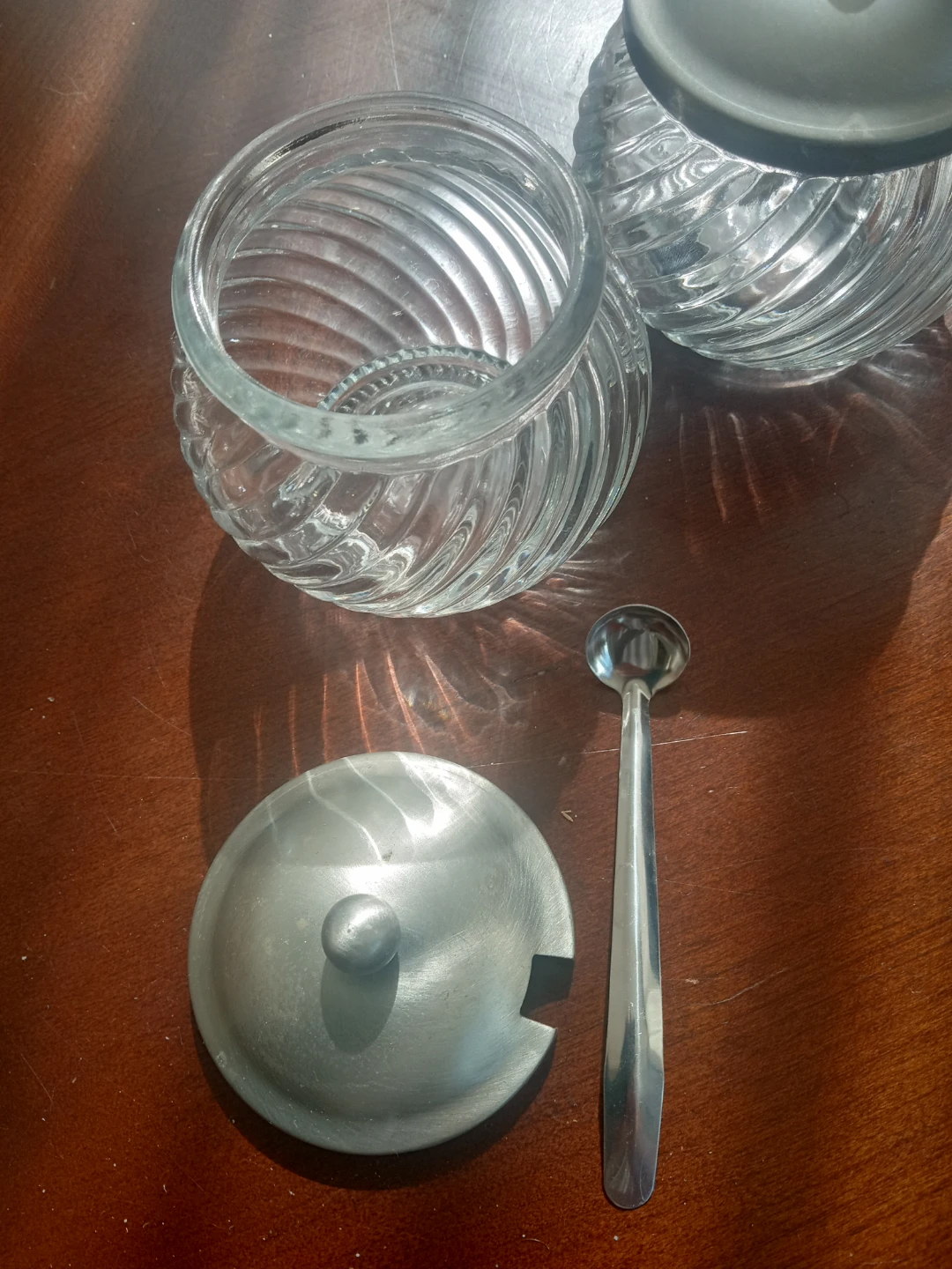 Glass Sugar Bowl Set with Spoons - photo 2
