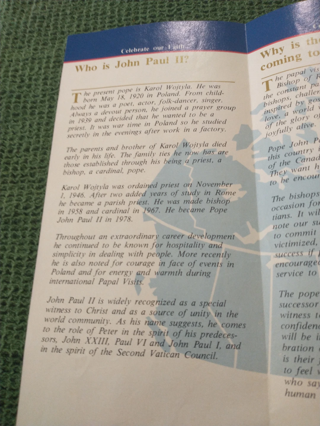 Rare 1984 Canada Papal Visit Brochure - photo 3