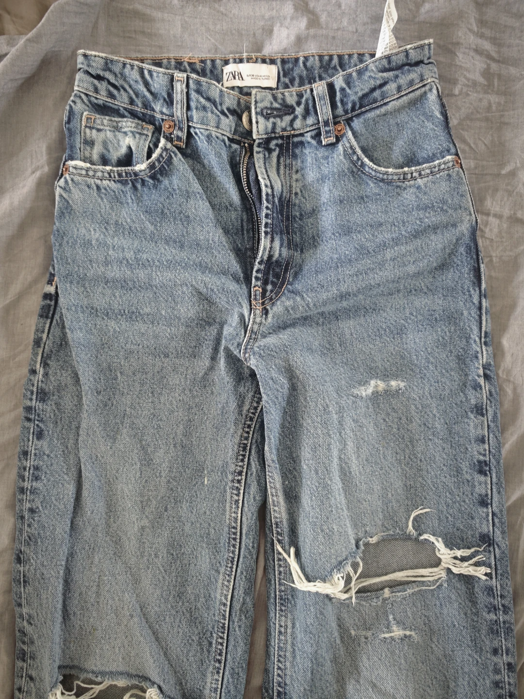 ZARA Distressed Wide Leg Jeans