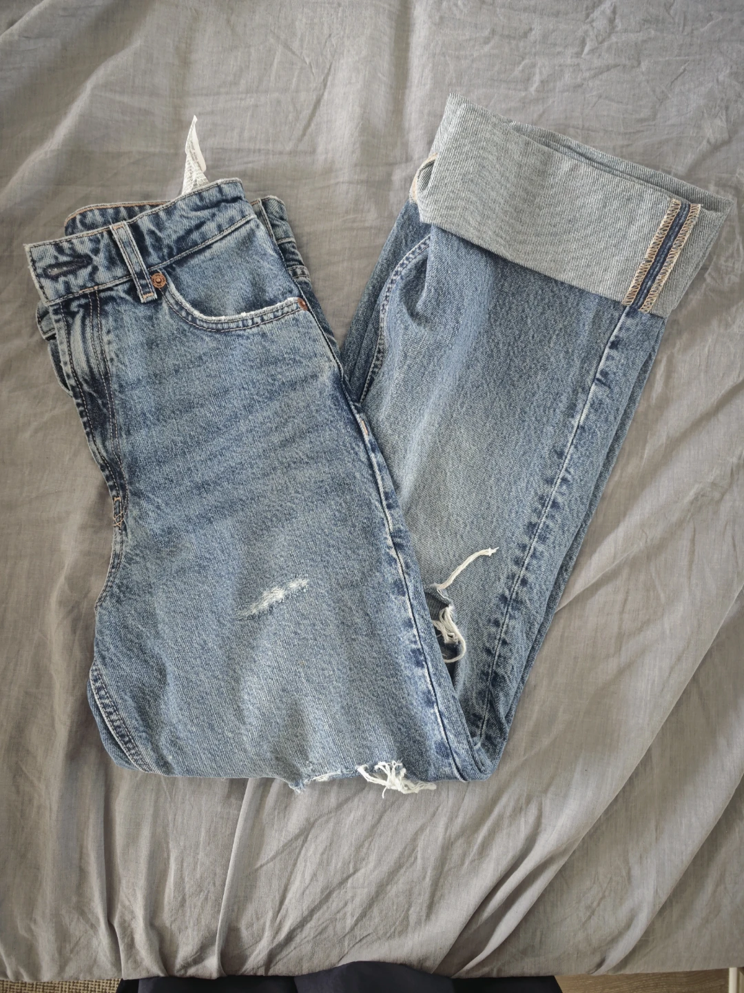 ZARA Distressed Wide Leg Jeans - photo 2