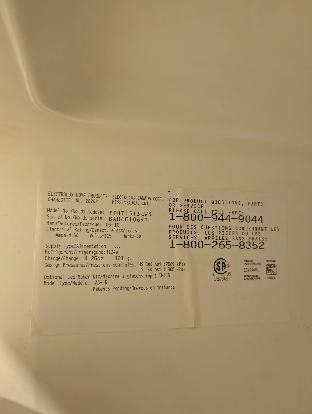 Frigidaire Refrigerator - photo 4