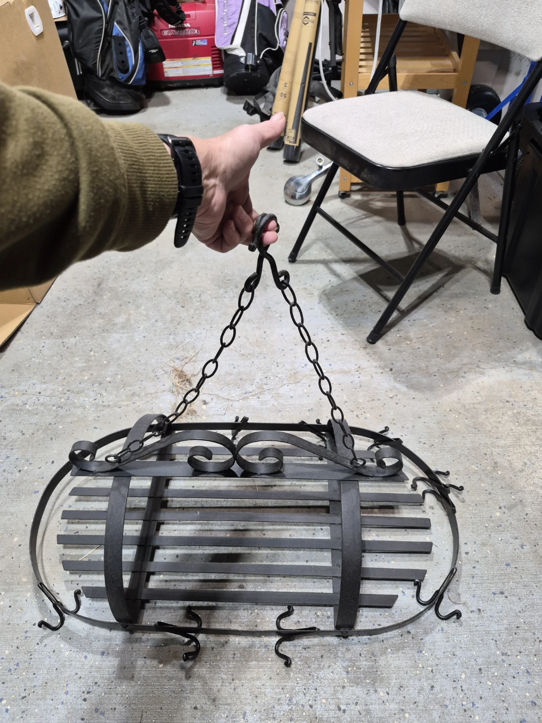 Wrought Iron Hanging Pot Rack with Hooks