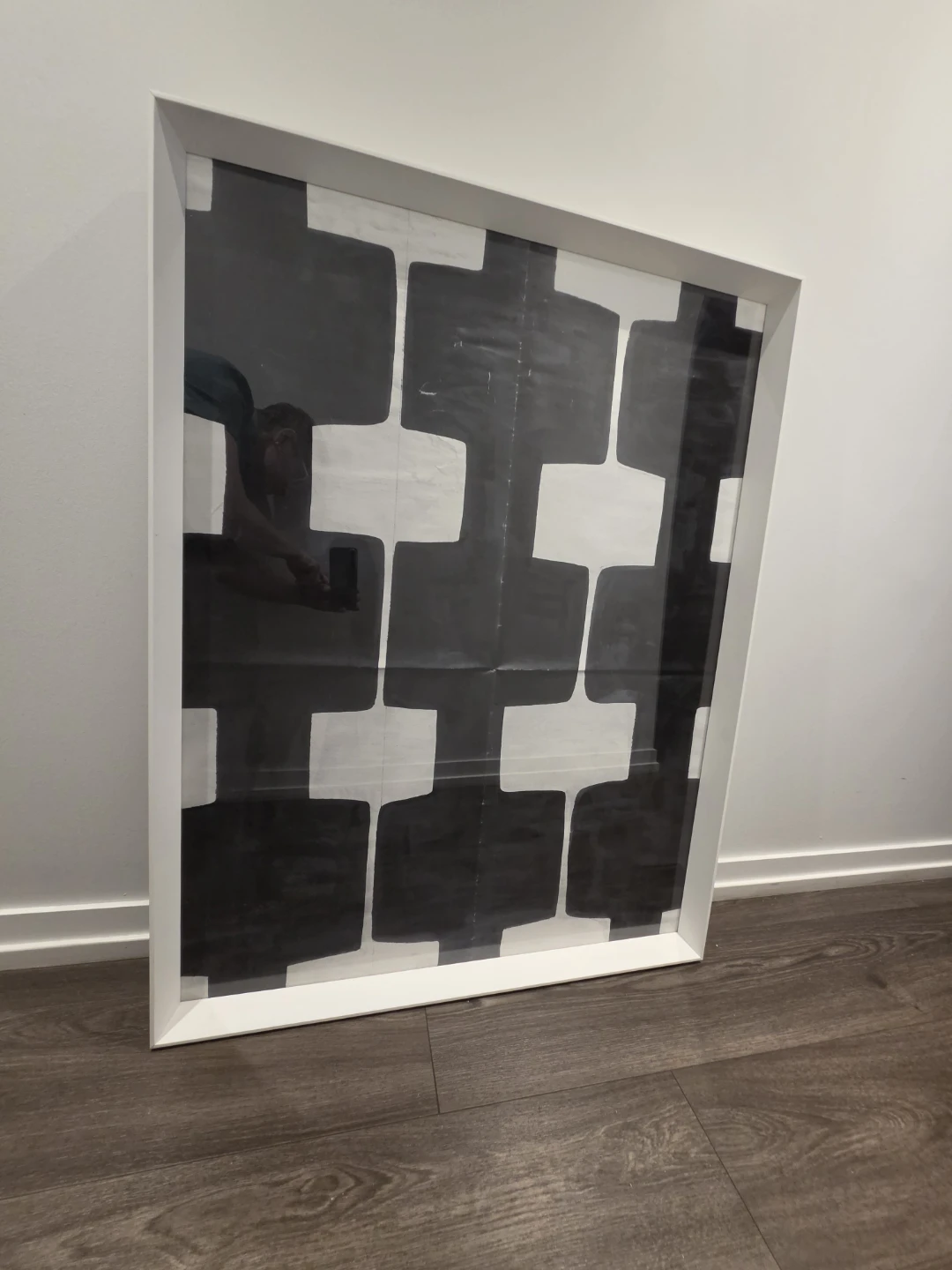 Framed Black and White Abstract Art