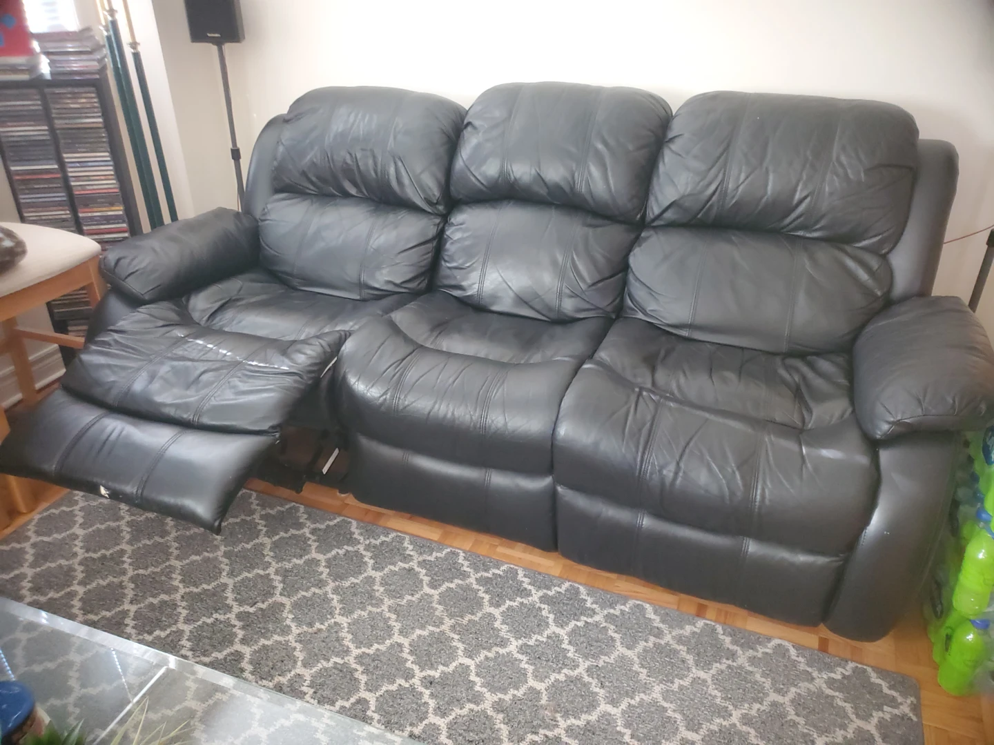 Leather sofa couch w/ recliner