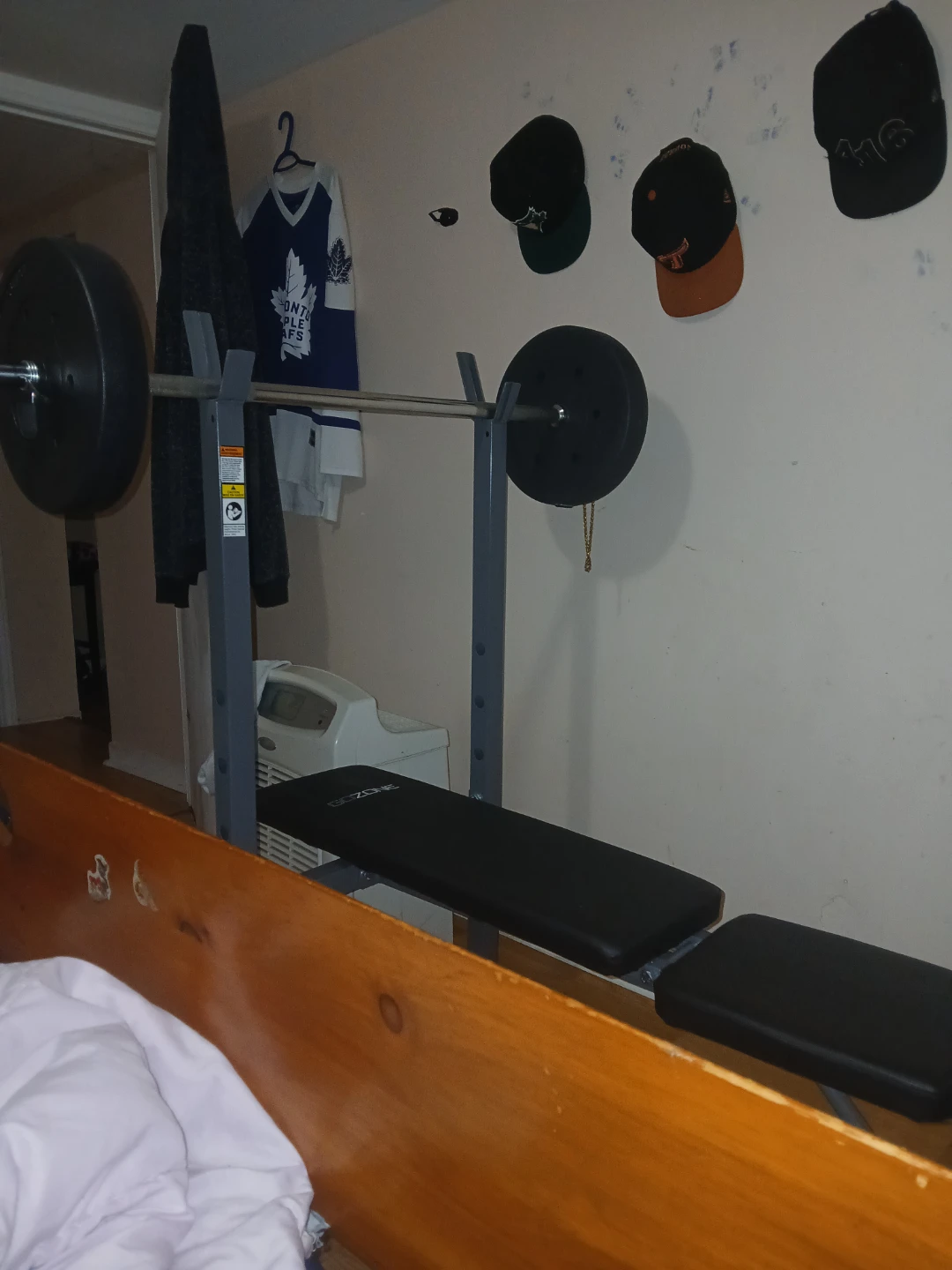 GoZone Weight Bench with Barbell and 25lb Plates