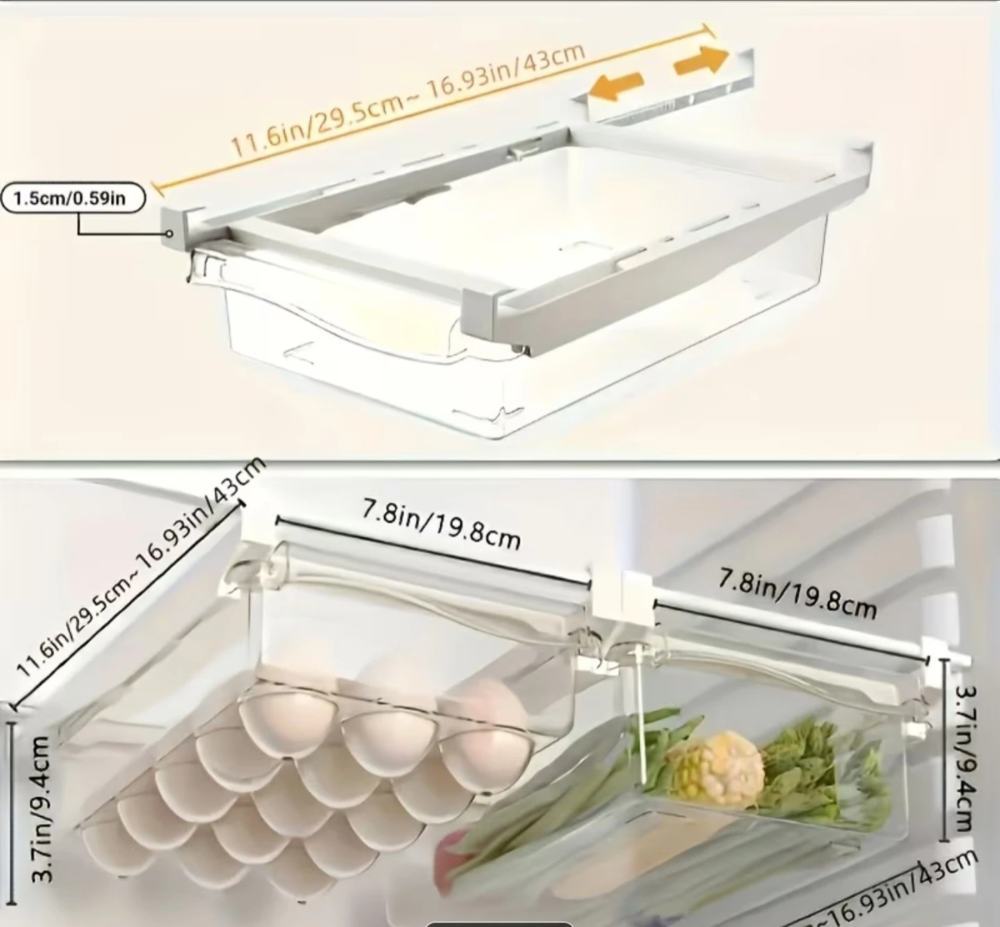 Adjustable Fridge  egg Storage Drawer Organizer - photo 2