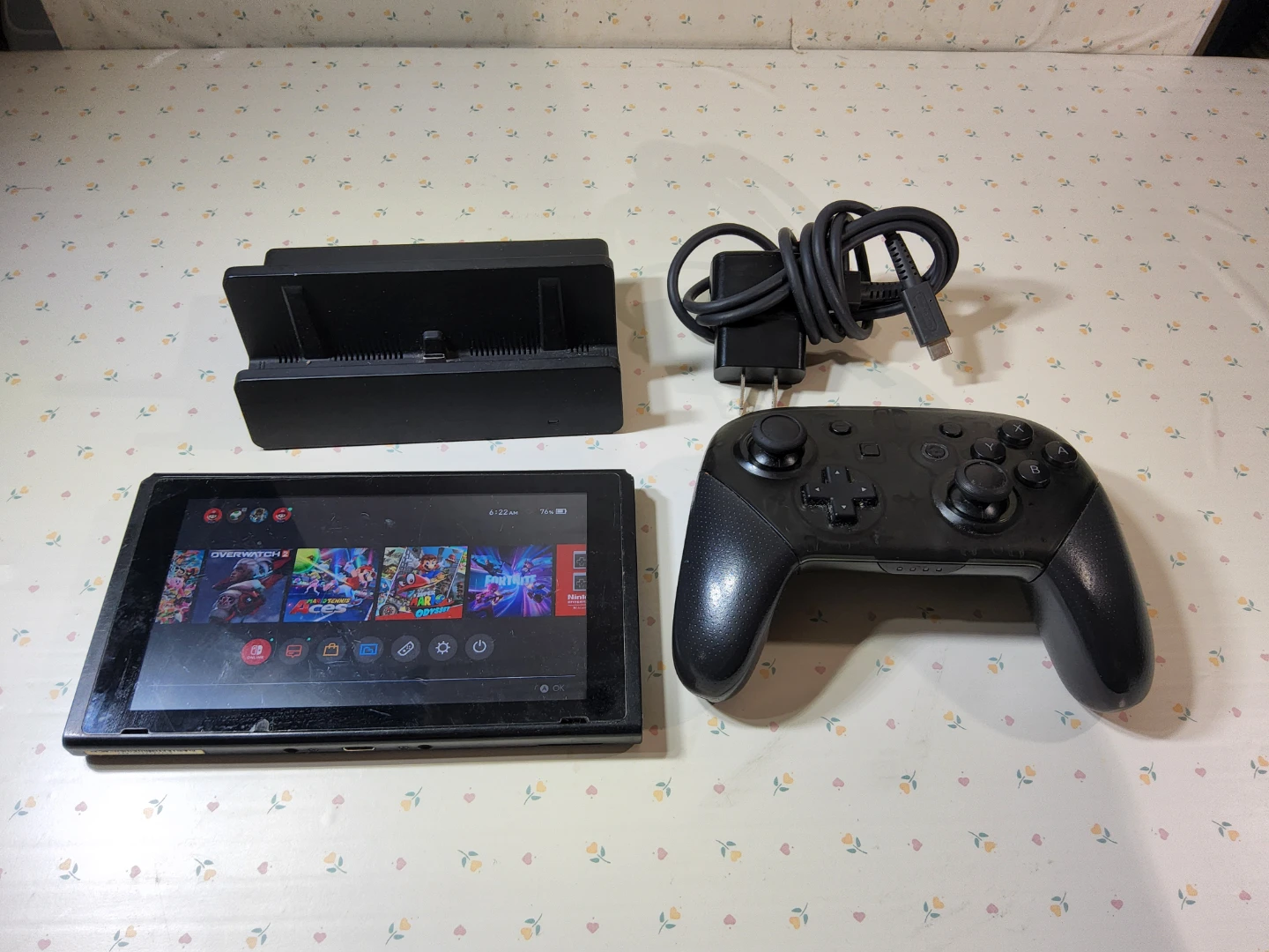 Nintendo Switch Console with Pro Controller and Dock with games