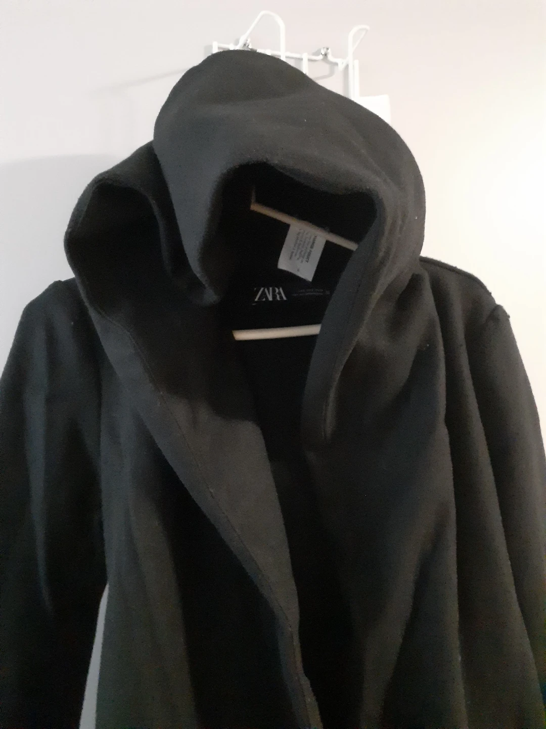 Zara Black Hooded Open Front Cardigan Coat Size S - photo 3