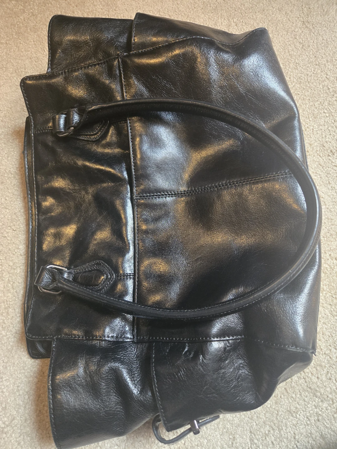 Black Leather Handbag genuine leather. - photo 5
