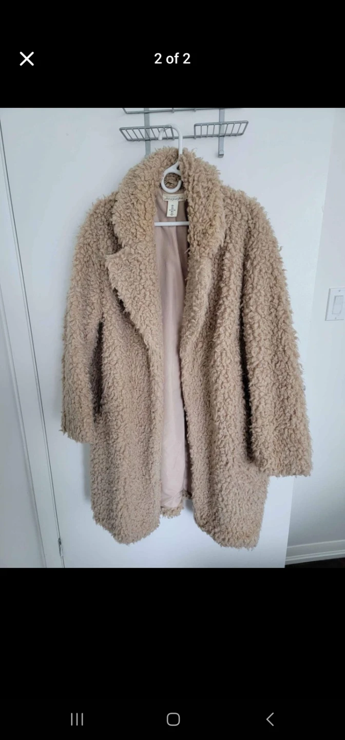 Ladies Teddy Coat - Tan - Size Medium