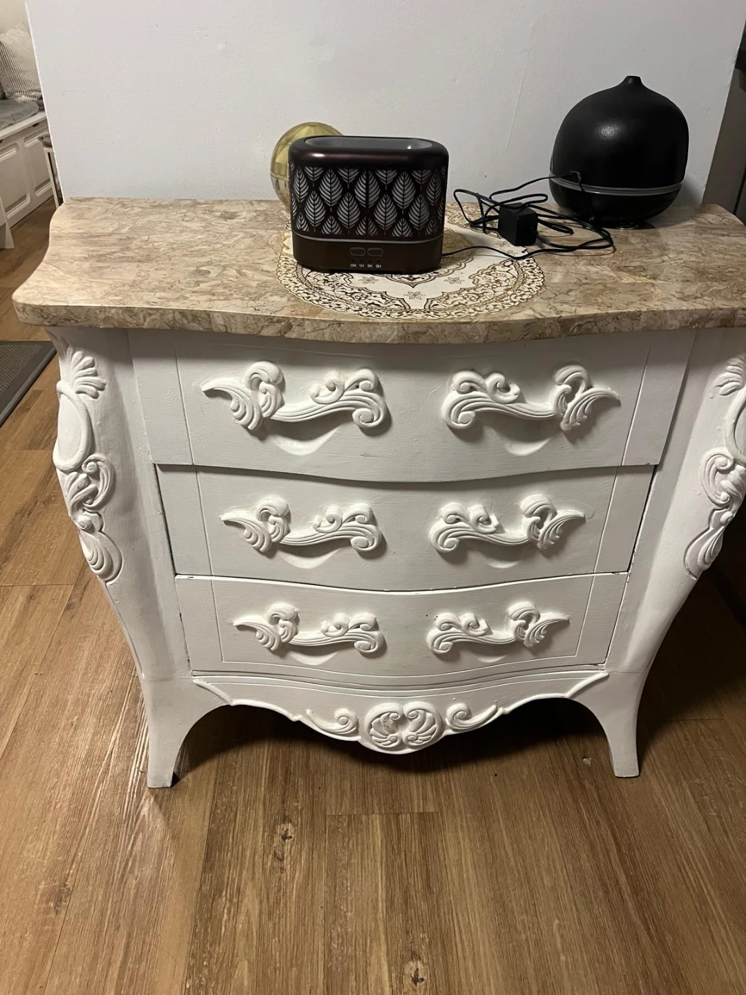 White antique ornate dresser
