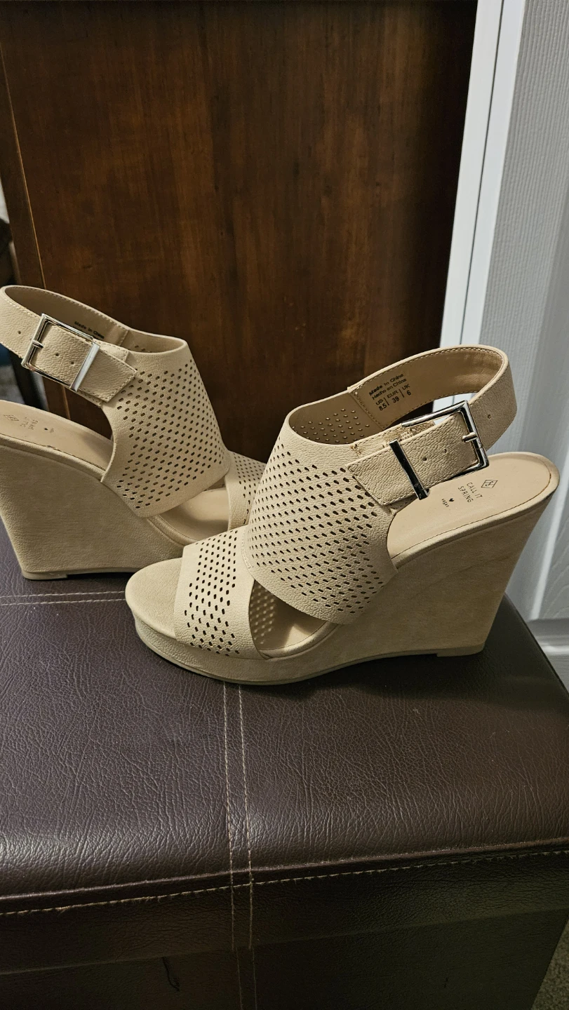 Call It Spring Beige Wedge Sandals - Size 8.5 - photo 5