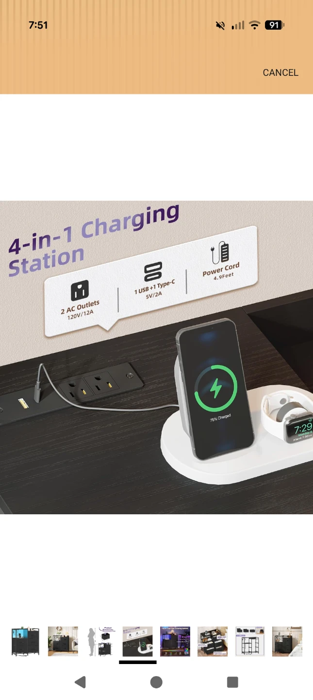 Black 6-Drawer Dresser with Charging Station - photo 3