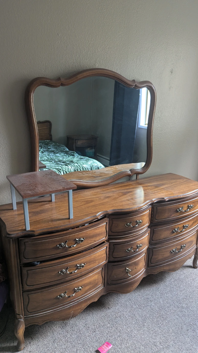 Vintage Wood Dresser with Mirror