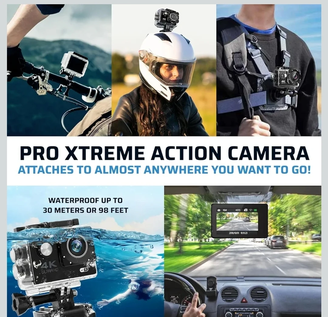 ❤️ APEXCAM 4K Action Camera - Waterproof with Mounts - photo 4