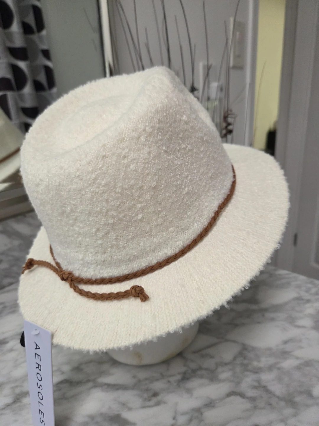 Aerosoles Cream Sherpa Fedora Hat