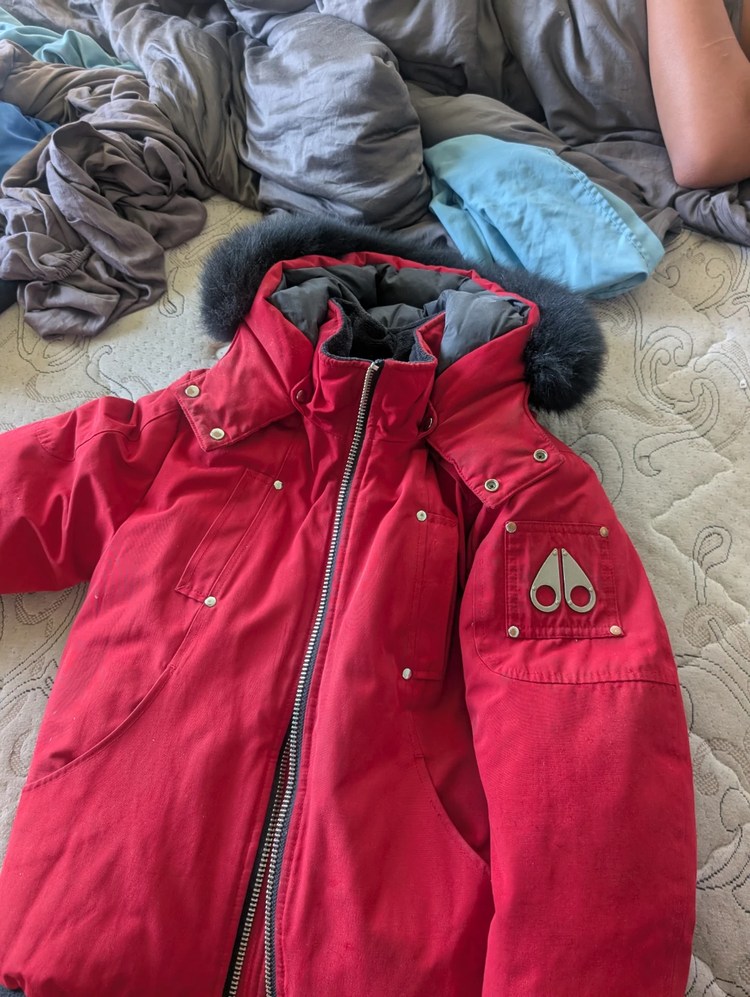 Moose Knuckles Red Puffer Jacket