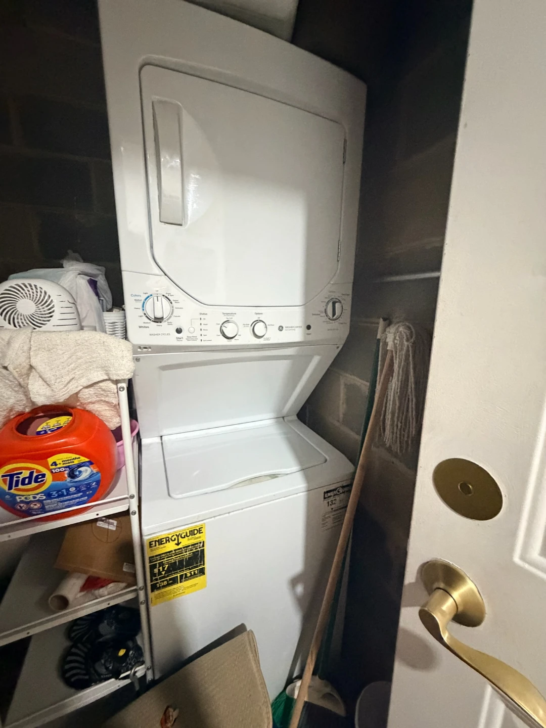 White GE Stackable Gas Washer and Dryer - photo 2