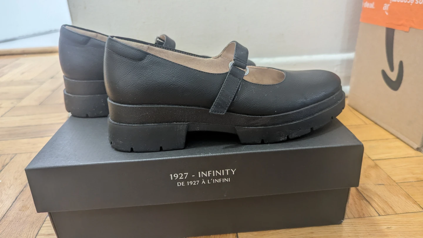 NATURAL SOUL Black Mary Jane Platform 7.5M