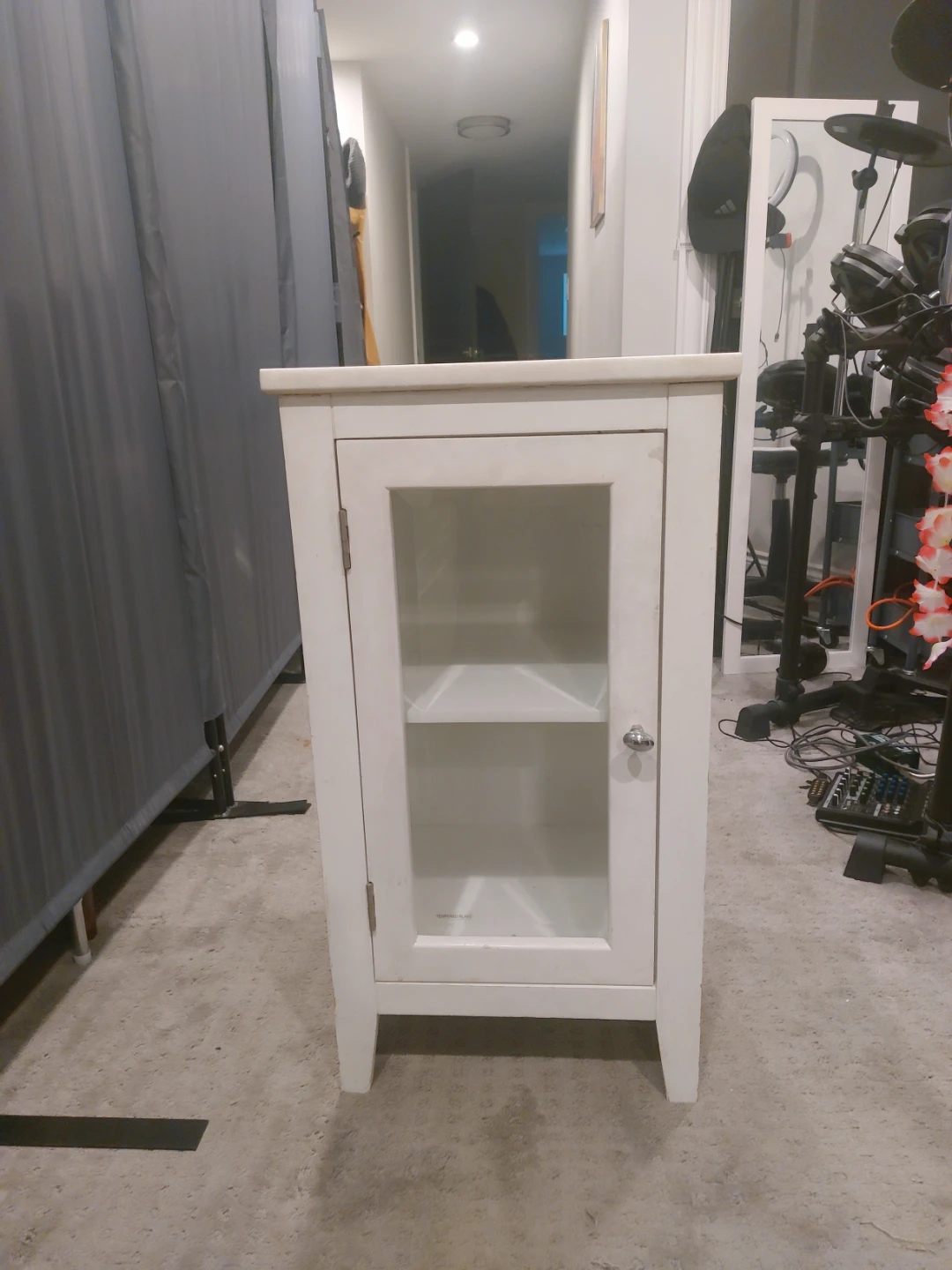 White Cabinet with Glass Door