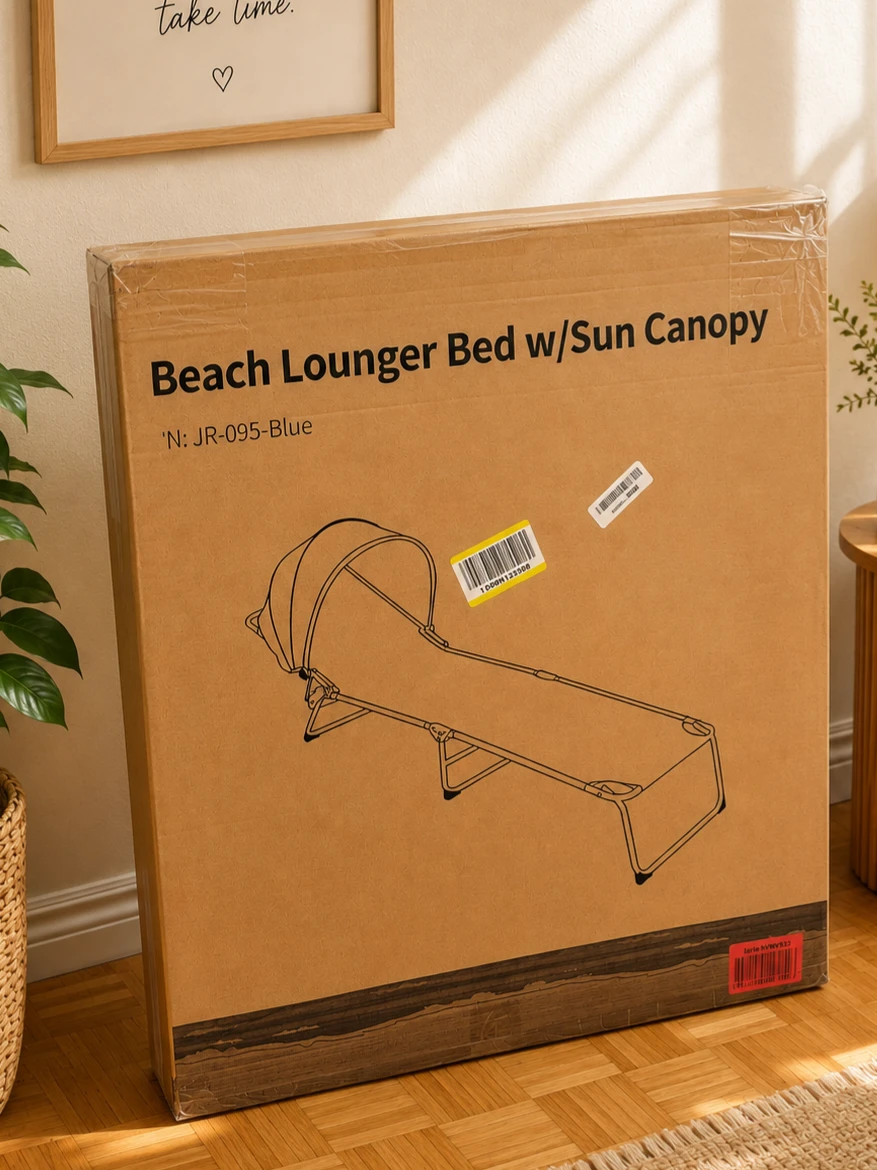 Beach Lounger Bed with Sun Canopy - Blue - photo 2