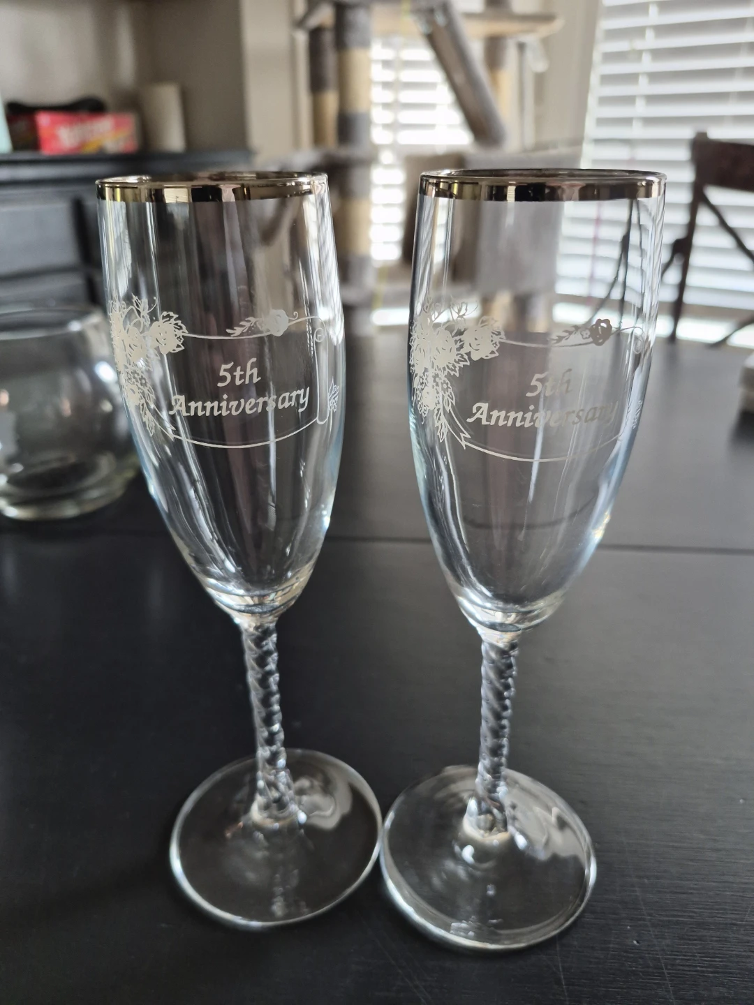 Pair of 5th Anniversary Champagne Flutes