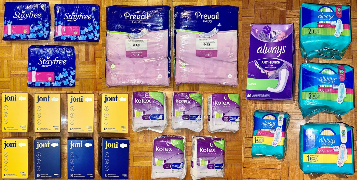 HUGE Pad Lot - 23 Packs (Stayfree, Prevail, Joni, Kotex, Always)