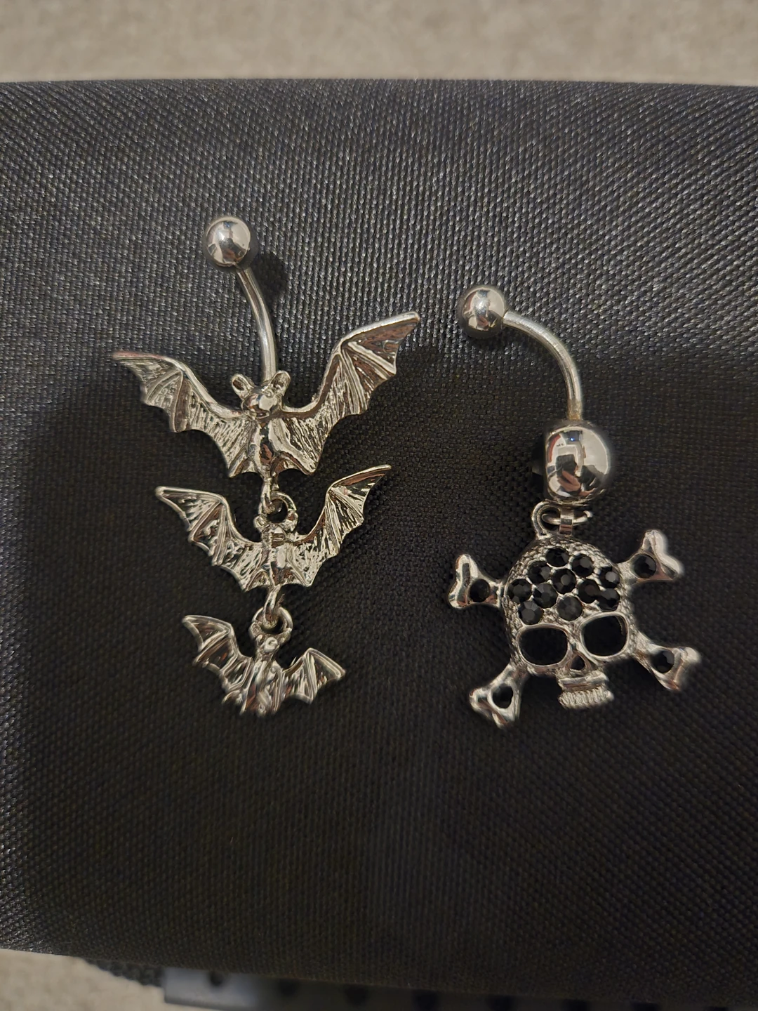 Goth Bat & Skull Belly Button Rings