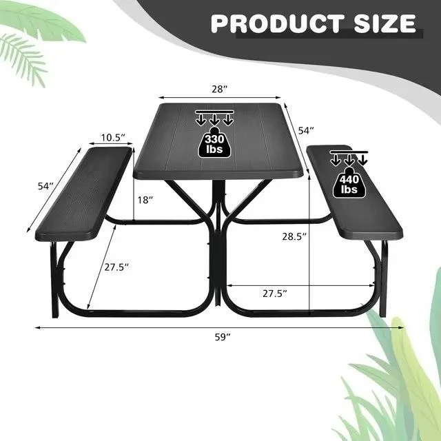 4-Person Foldable Picnic Table with Benches - photo 4