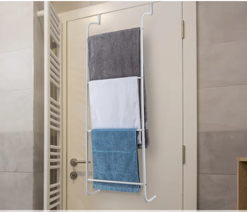 White Over-the-Door Towel Rack New