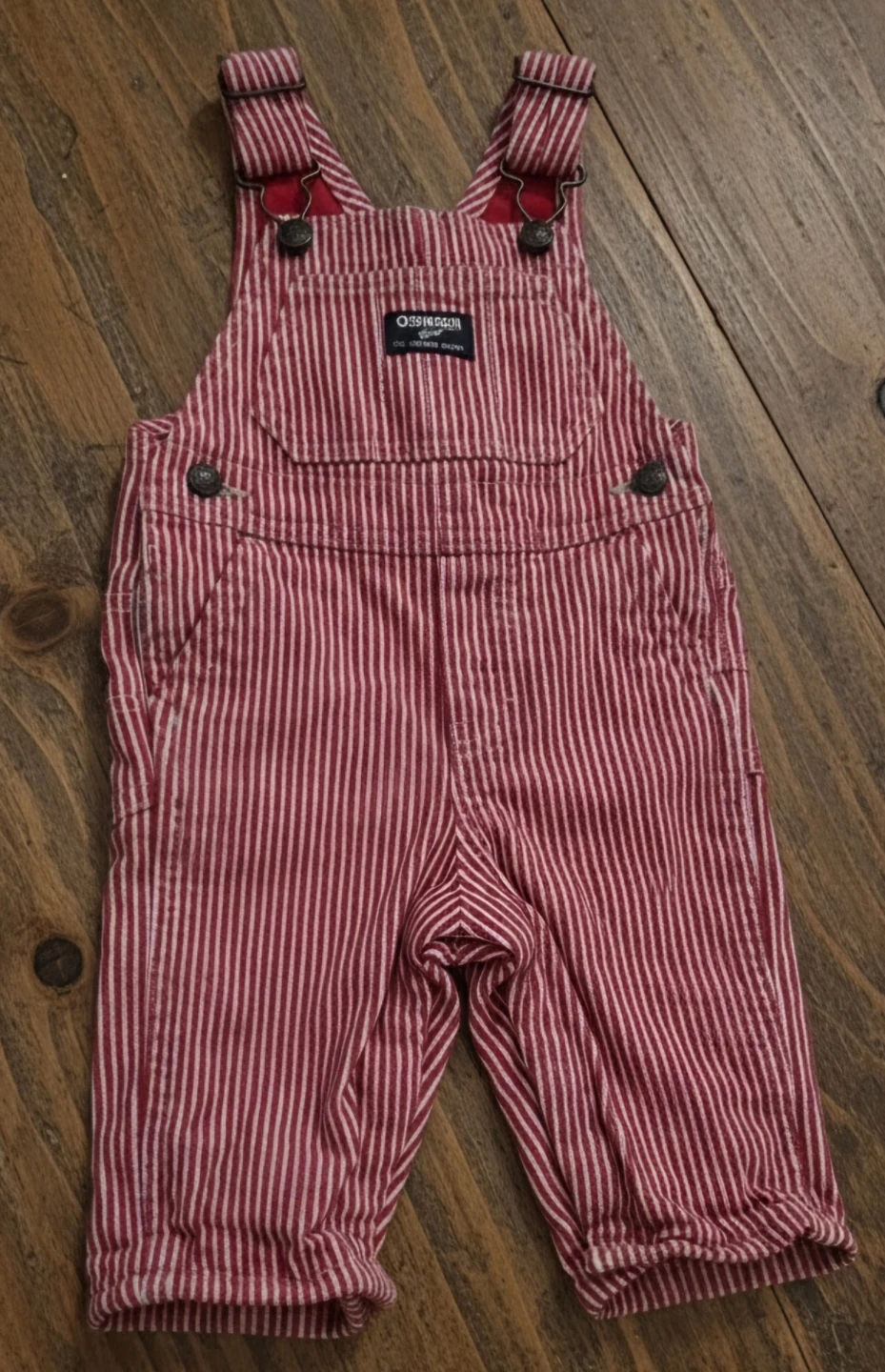 OshKosh B'gosh Red & White Striped Baby Overalls
