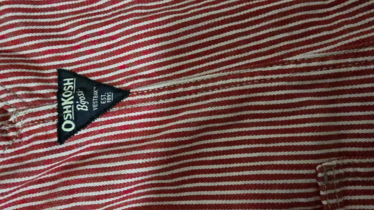 OshKosh B'gosh Red & White Striped Baby Overalls - photo 2