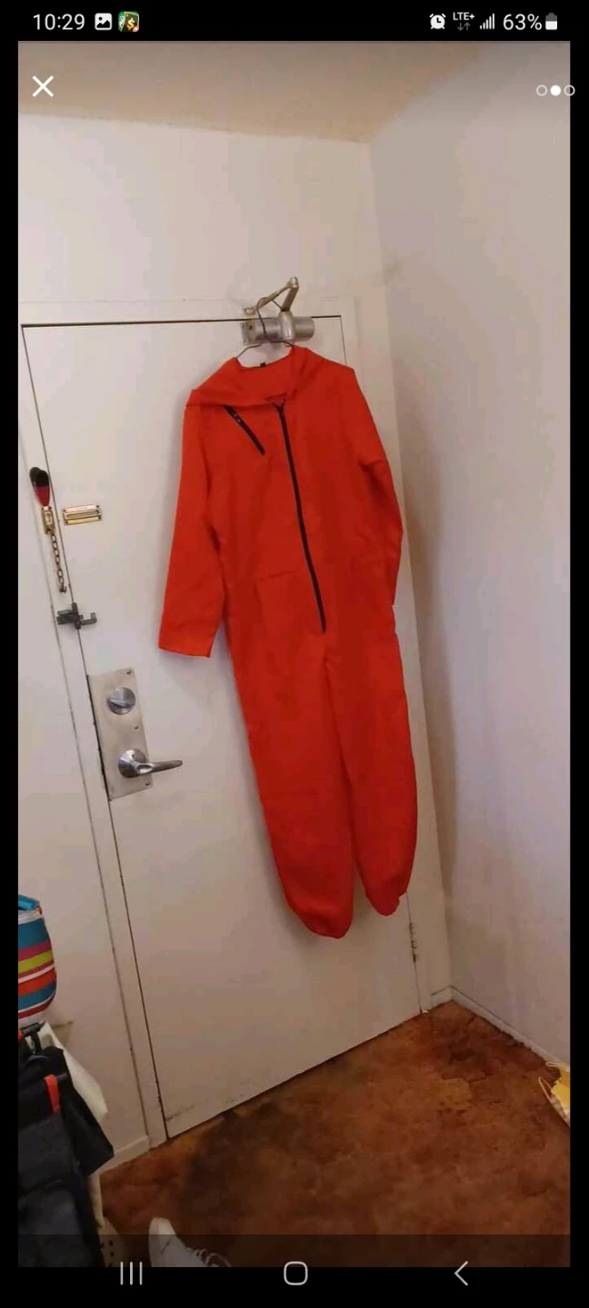 Orange Jumpsuit and Dali-esque Mask Costume Set - photo 2