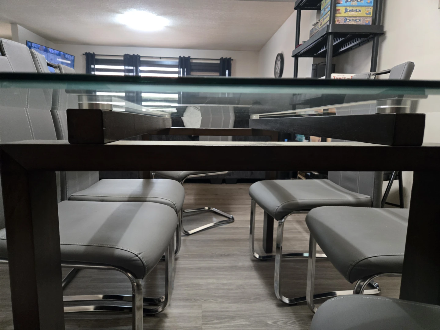 Glass Top Dining Table with 6 Grey Chairs - photo 4