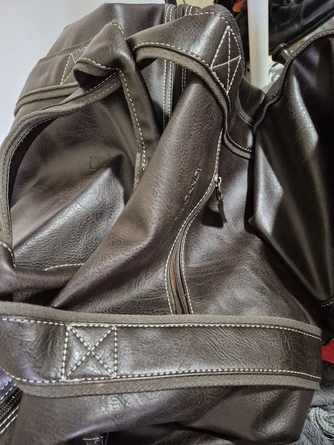 Bugatti Brown Faux Leather Duffle Bag - photo 3