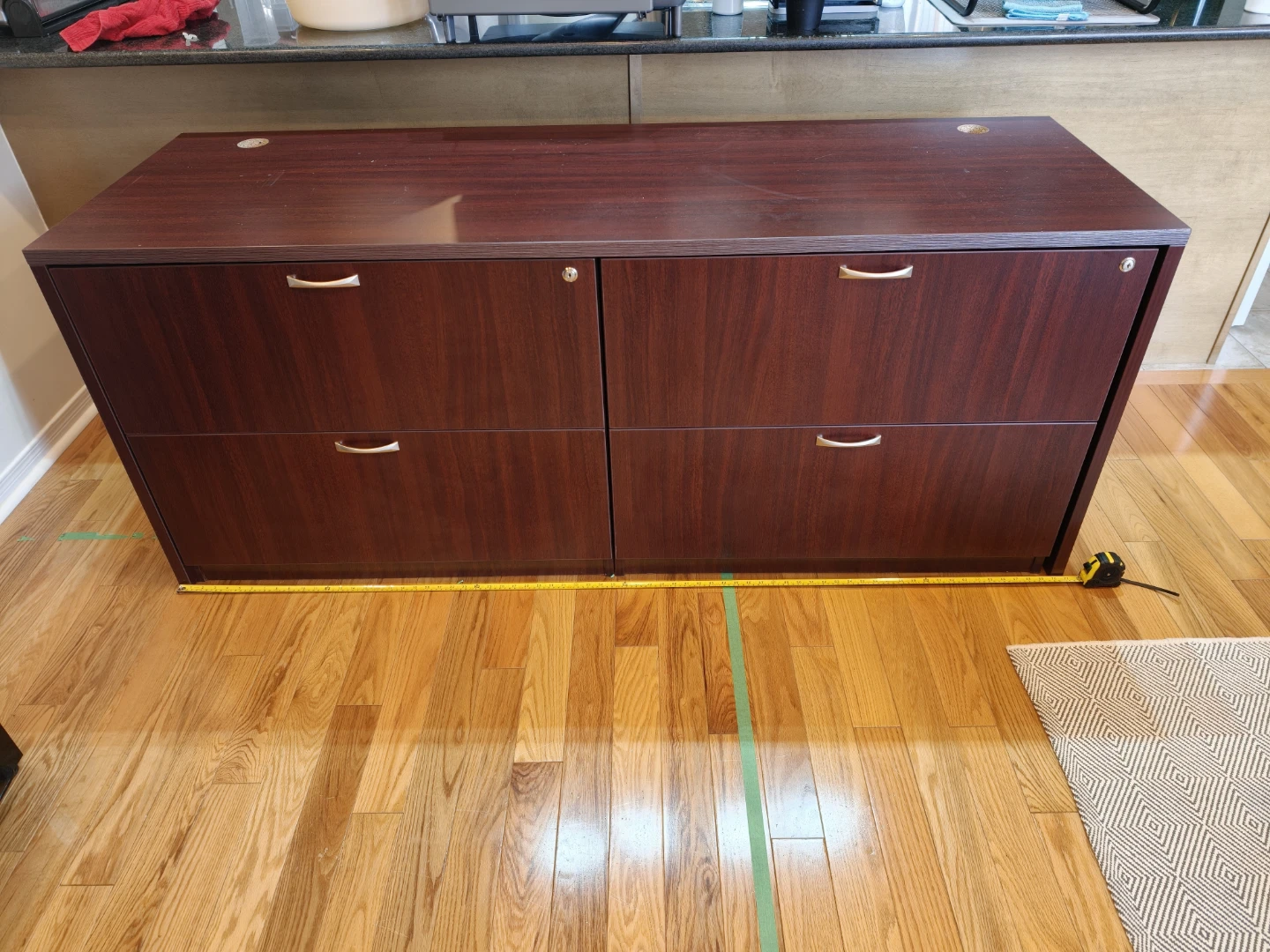 Cherry Wood Filing Cabinet Credenza - 4 Drawer