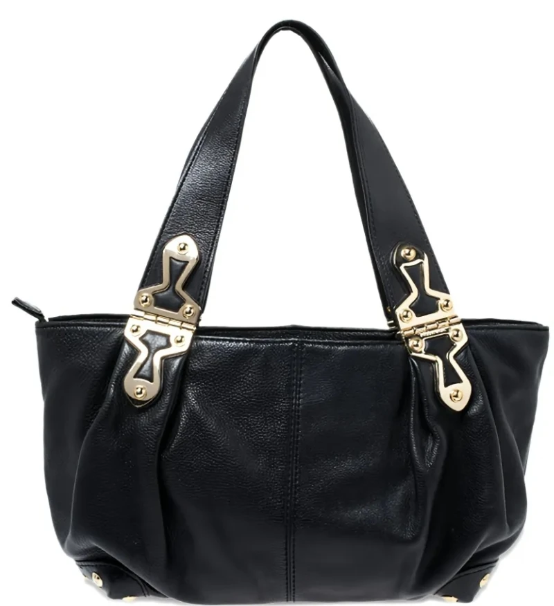 Vintage Michael Kors Joplin Black Pebbled Leather Hobo Bag - photo 3