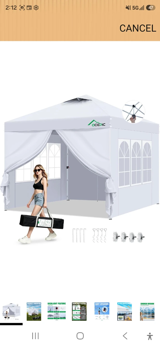 ACEPIC 10x10 Pop Up Canopy Tent with Sidewalls