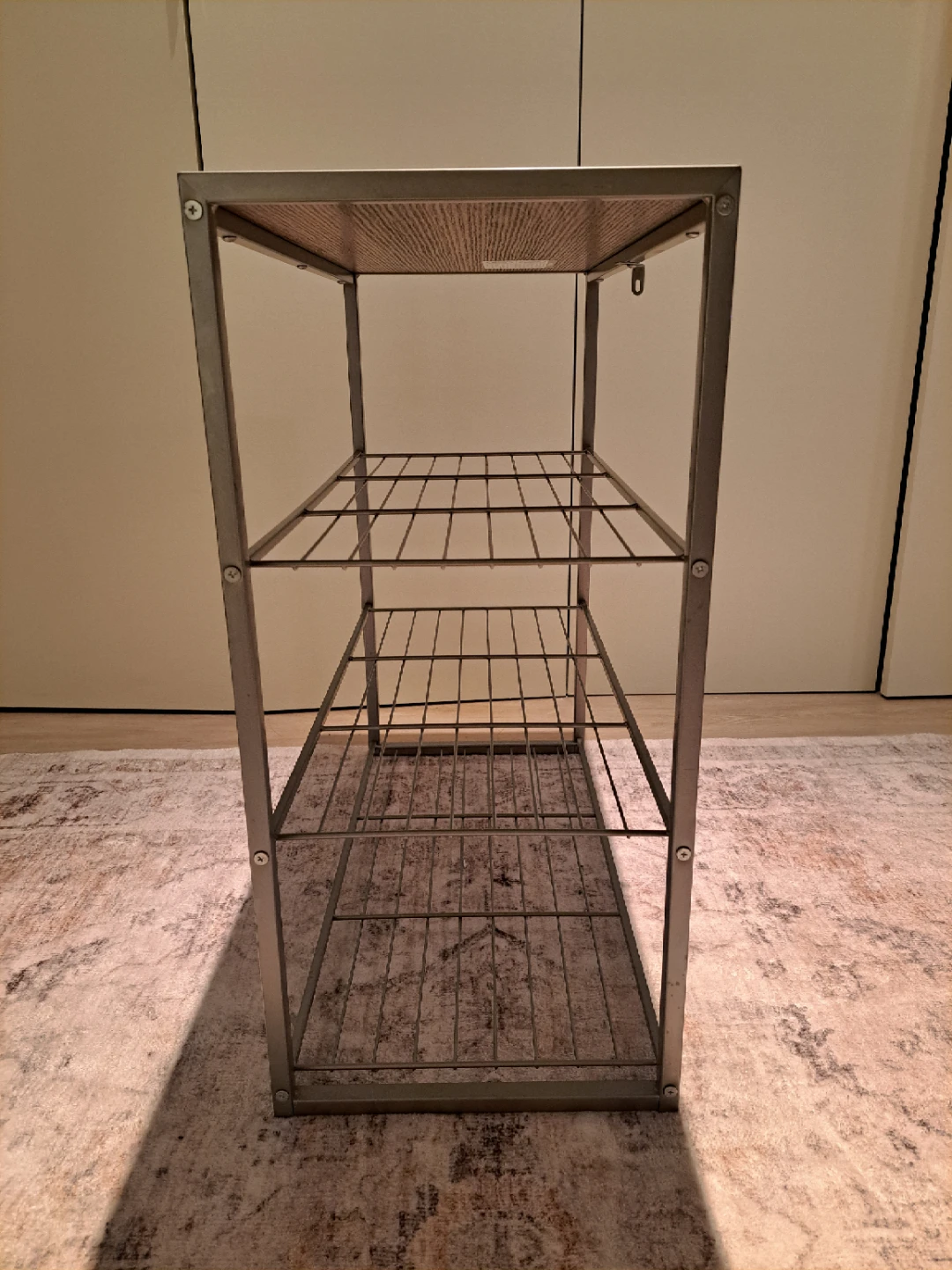 3-Tier Wire Shelf / Shoe Rack with Wood Top - photo 3