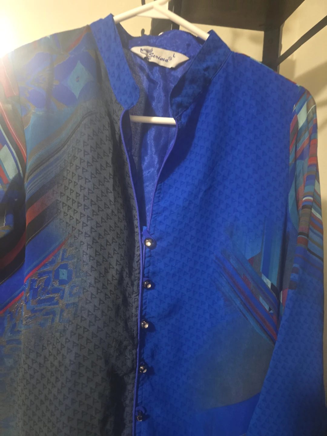 Sereina Blue Geometric Print Tunic Top Size L - photo 2