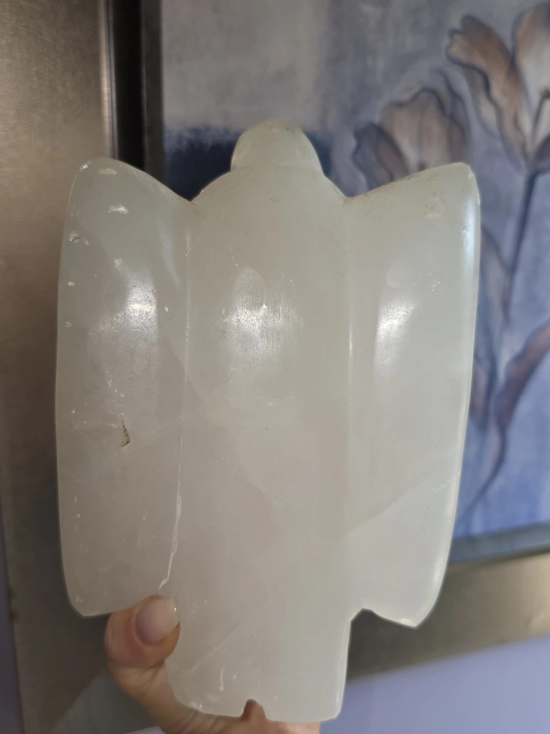 Large Carved Selenite Angel Statue & Lamp - photo 2