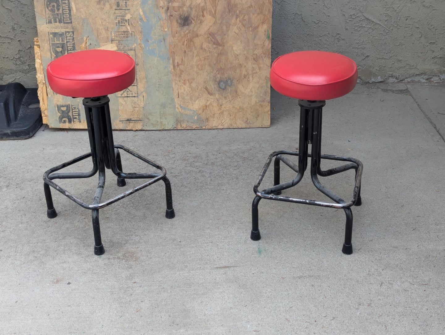 Pair of Steel Garage Workshop Stools
