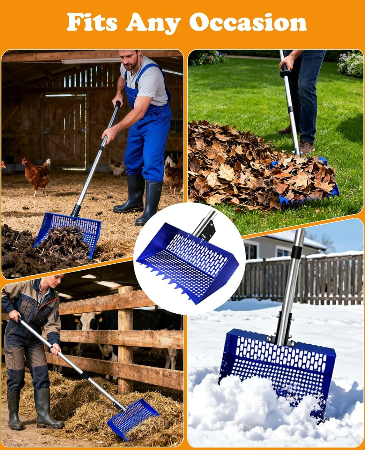 12 Inch Blue Scooper for Waste and Bedding Cleanup - photo 4