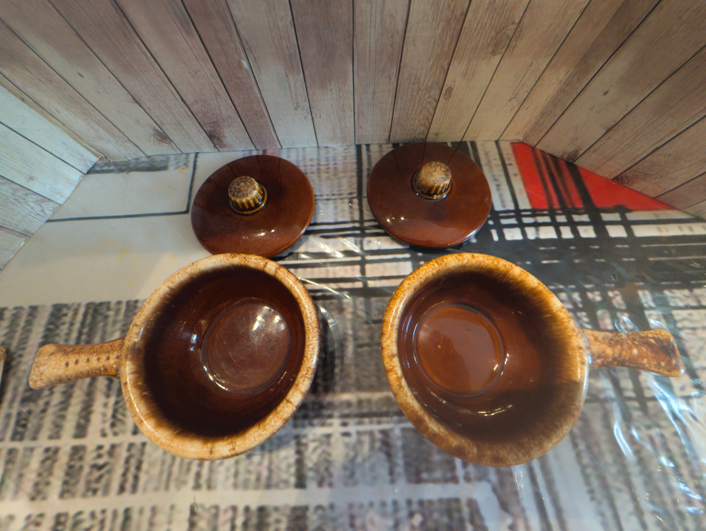 Vintage Hull Oven Proof USA individual Soup Crocks with Lids