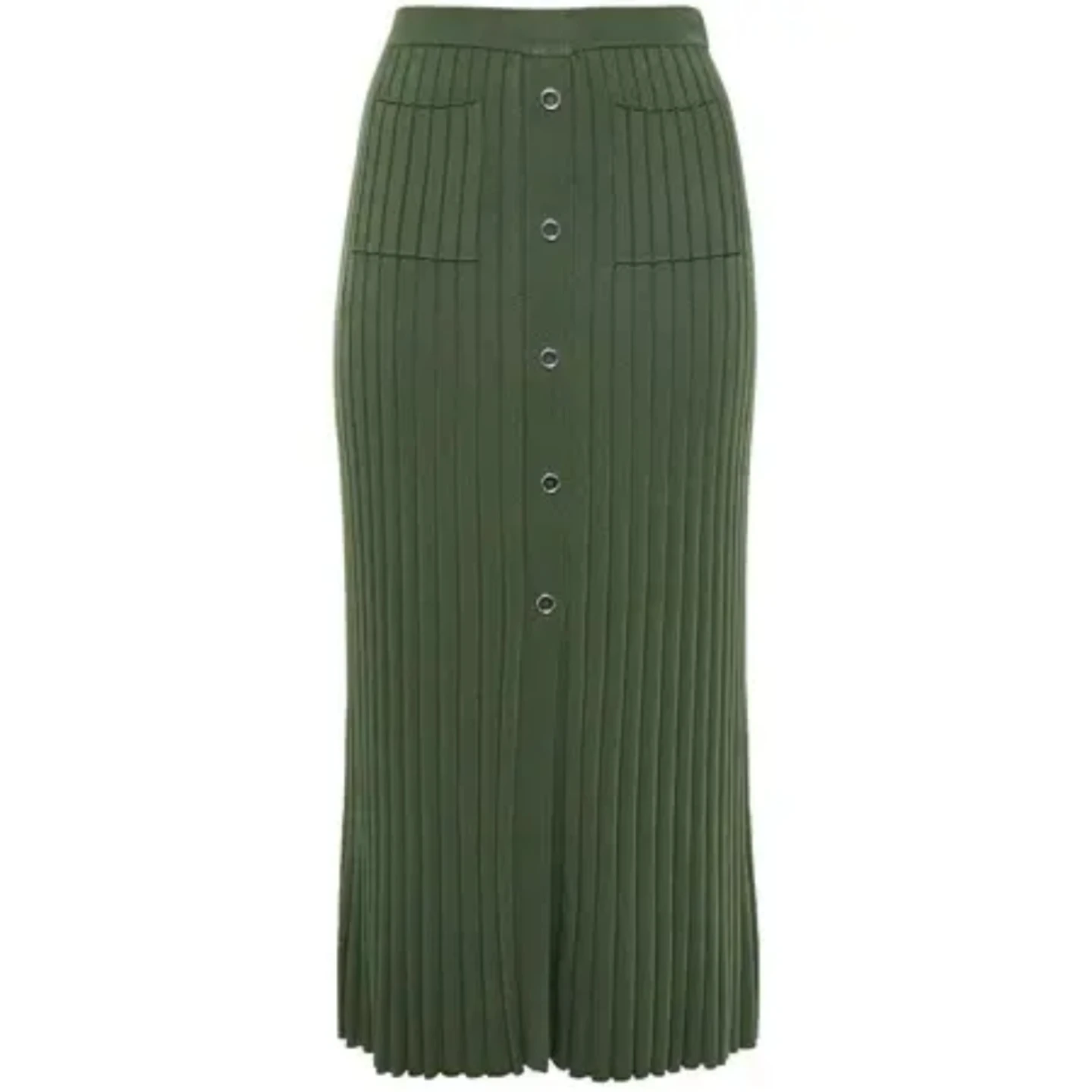 Sandro Meva Button-Embellished Ribbed-Knit Midi Skirt - photo 3