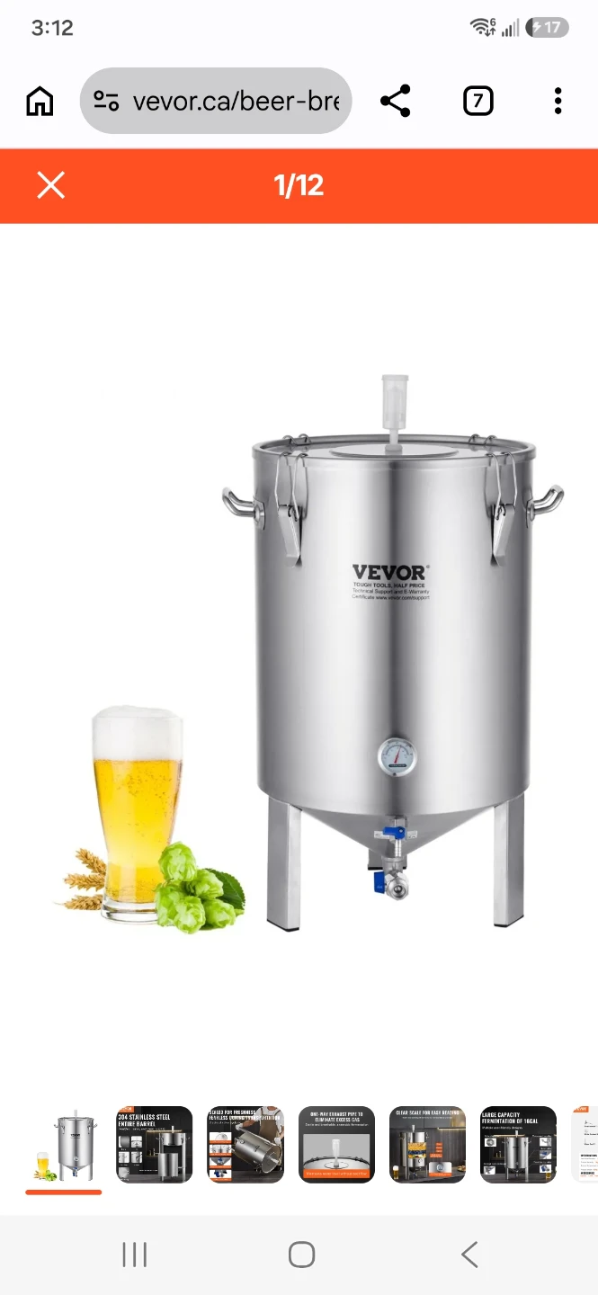VEVOR 16 Gallon Stainless Steel Fermenter