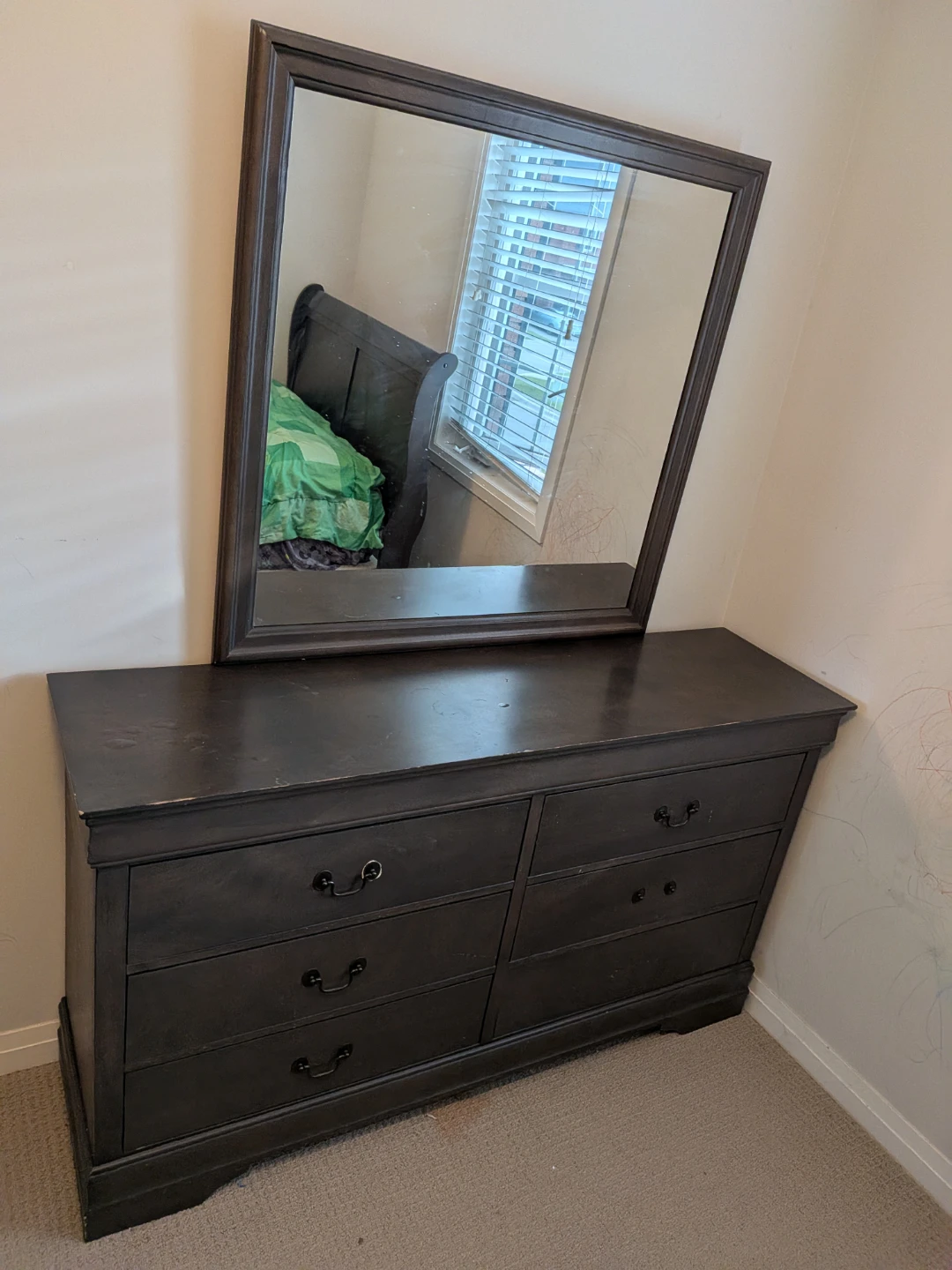 Dark Wood Dresser with Mirror - photo 3