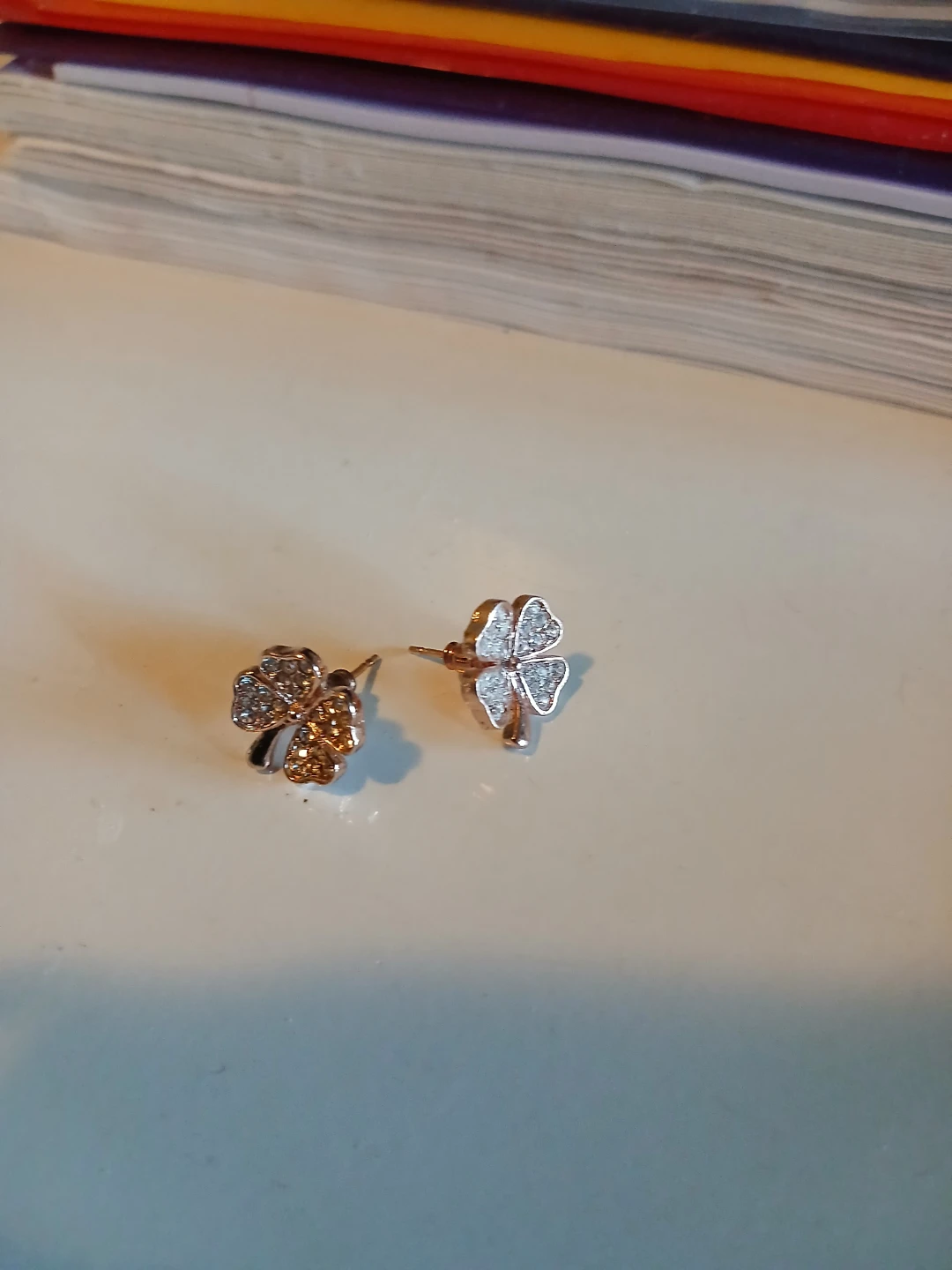 Rose Glod Plated Clover Stud Earrings - photo 2