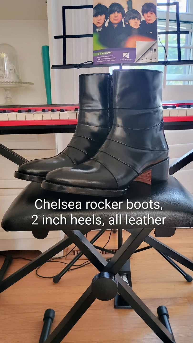 Black Leather Chelsea Rocker Boots - photo 2
