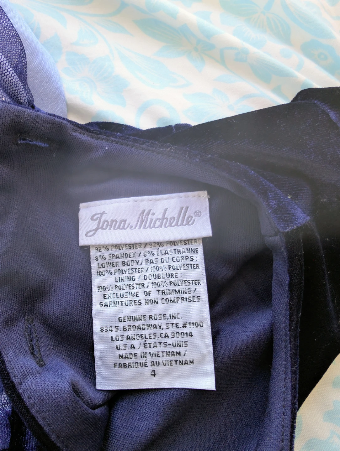 Jona Michelle Navy Blue Velour & Tulle Dress - photo 3